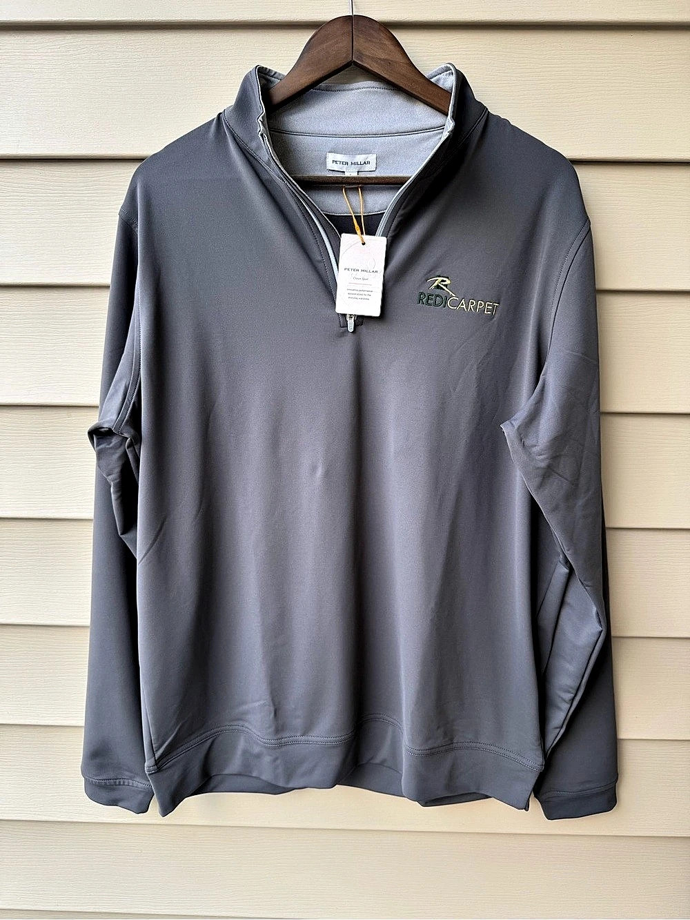 Peter Millar Perth Performance 1/4 Zip L Iron NWT Mohawk Redi Carpet